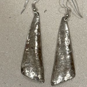 Hammered, silver, dangle, earrings